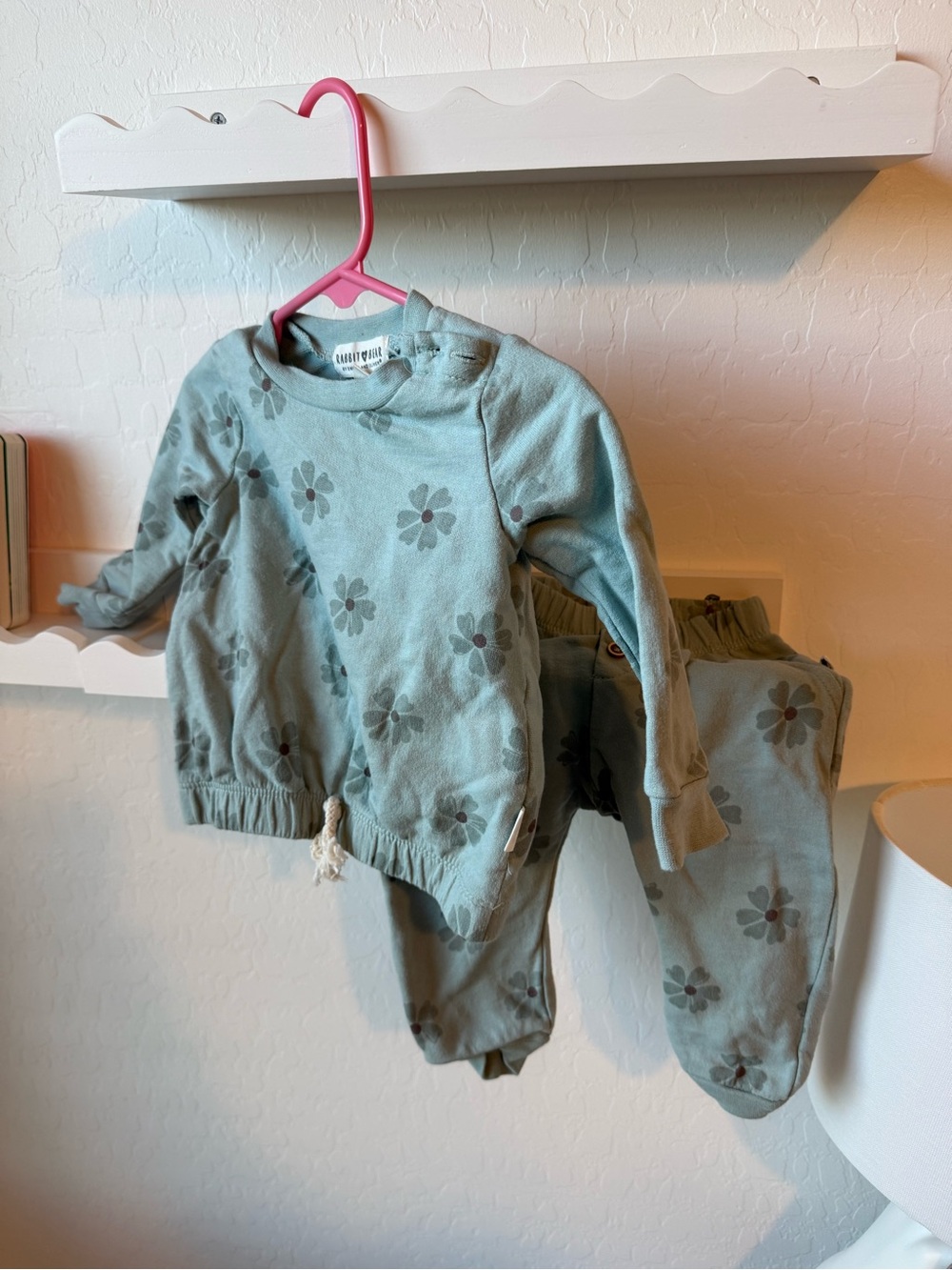 Rabbit + Bear Floral Sweatshirt & Jogger Set - Sage Green